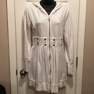 Heavy duty grommet hoodie White Large